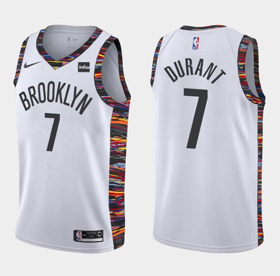 Men's Brooklyn Nets #7 Kevin Durant White NBA 2019 City Edition Stitched Jersey